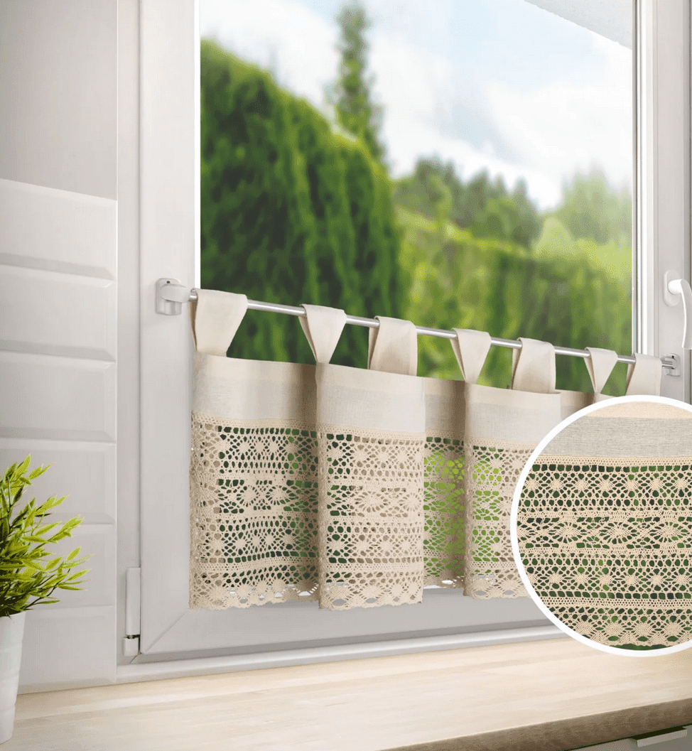 Dekorační krátká vitrážová záclona do kuchyně MADLEN béžová 35x150 cm MyBestHome