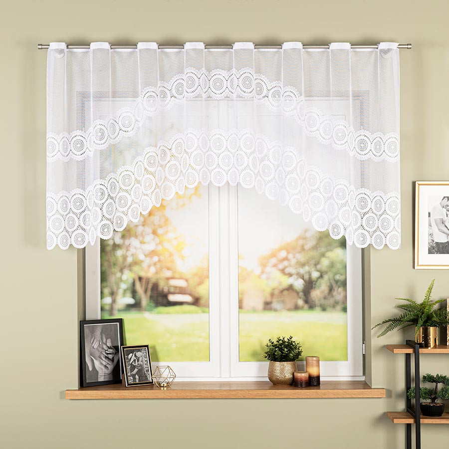 Dekorační oblouková krátká záclona na žabky MALWINA 100 bílá 250x100 cm MyBestHome