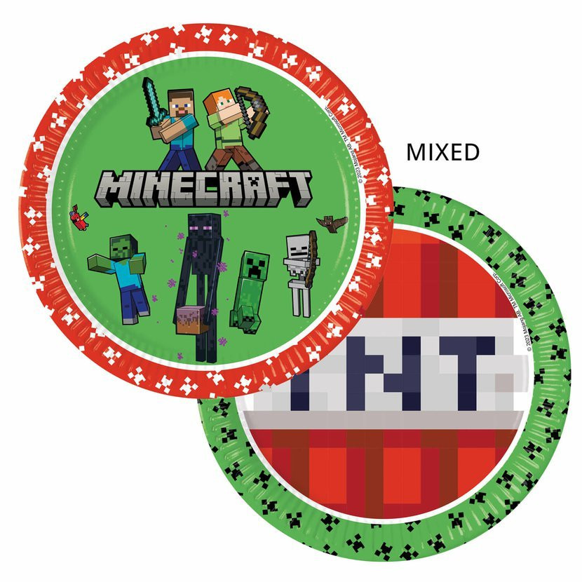 Minecraft TNT talíře papírové 23 cm 8 ks