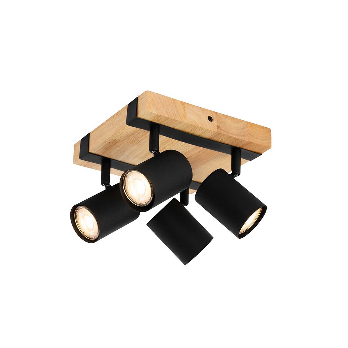 Chytré stropní bodové svítidlo černé s dřevem 4-světla nastavitelné vč. Wifi GU10 50mm - Jeana