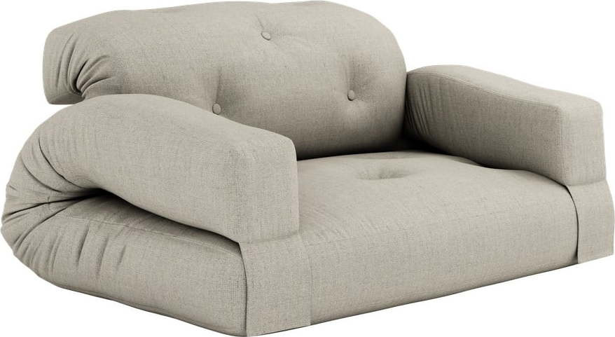 Béžová lněná rozkládací pohovka 140 cm Hippo - Karup Design
