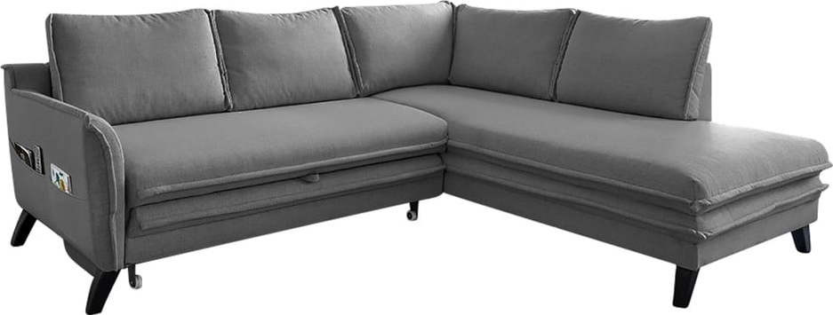 Šedá rozkládací rohová pohovka Miuform Charming Charlie L, pravý roh