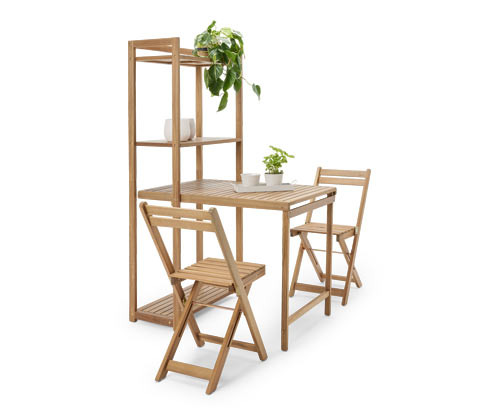 Tchibo - Balkónová jídelní souprava »Lenja« s regálem - barva: hnědá