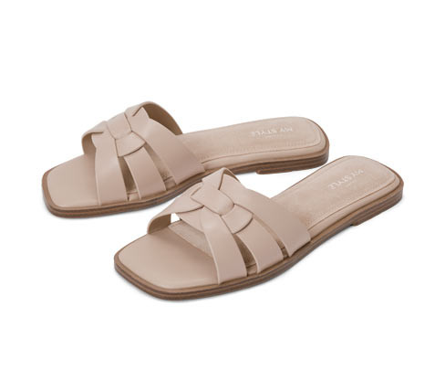 Tchibo - Kožené pantofle - pro ženy - vel. 37 - barva: béžová