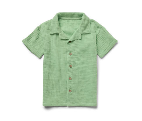 Tchibo - Dětská mušelínová košile s límečkem - pro miminko - vel. 74/80 - barva: zelená