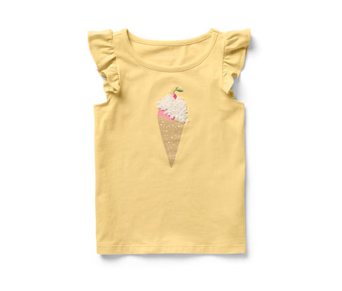 Tchibo - Dětské triko s volánkovými rukávy - pro dívky - vel. 86/92 - barva: žlutá