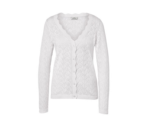 Tchibo - Pletený svetr s ažurovým vzorem - pro ženy - vel. S 36/38 - barva: bílá