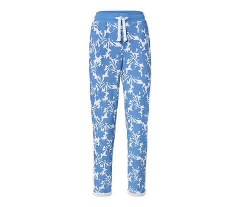 Tchibo - Teplákové kalhoty s potiskem - pro ženy - vel. S 36/38 - barva: modrá/květovaný