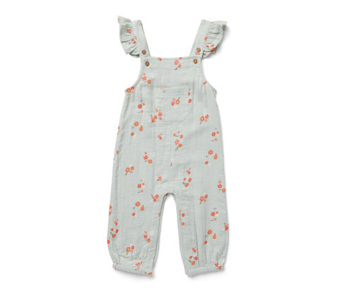 Tchibo - Dětské mušelínové dupačky - pro miminko - vel. 62/68 - barva: zelená/květovaný