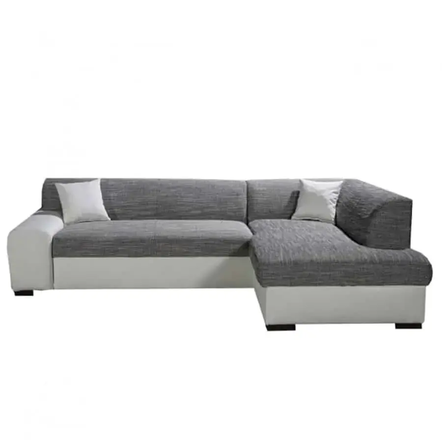 Tempo Kondela Sedací souprava MINERVA ekokůže bílá / Berlin 01 šedý melír - PRAVÁ