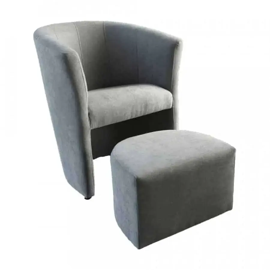 Tempo Kondela Křeslo ROSE s taburetem - šedá