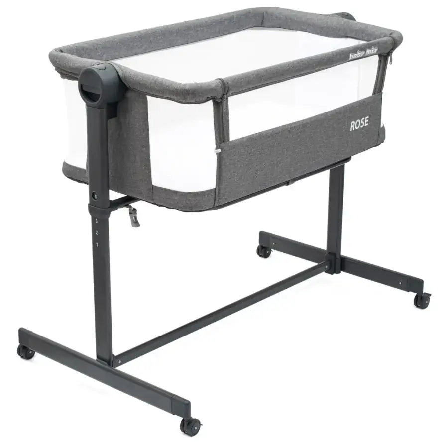 BABY MIX Přístavná postýlka Rose Baby Mix šedá