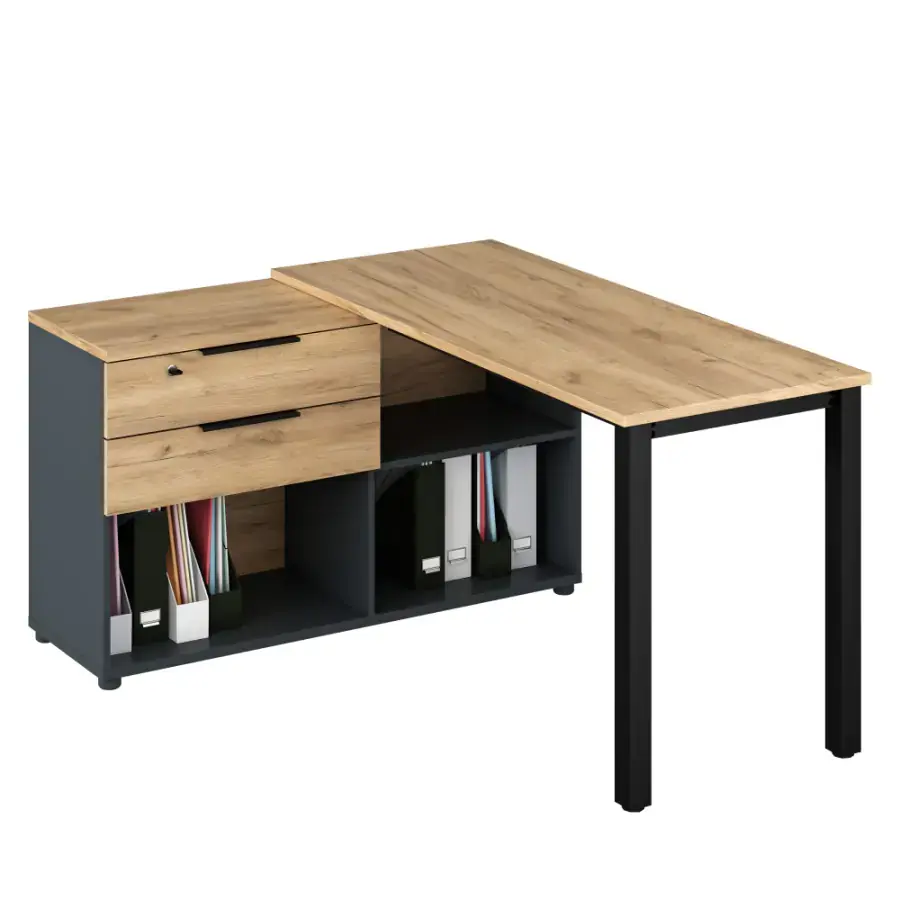 Tempo Kondela Rohový PC stůl KLAUDIUS TYP 8, grafit/dub artisan