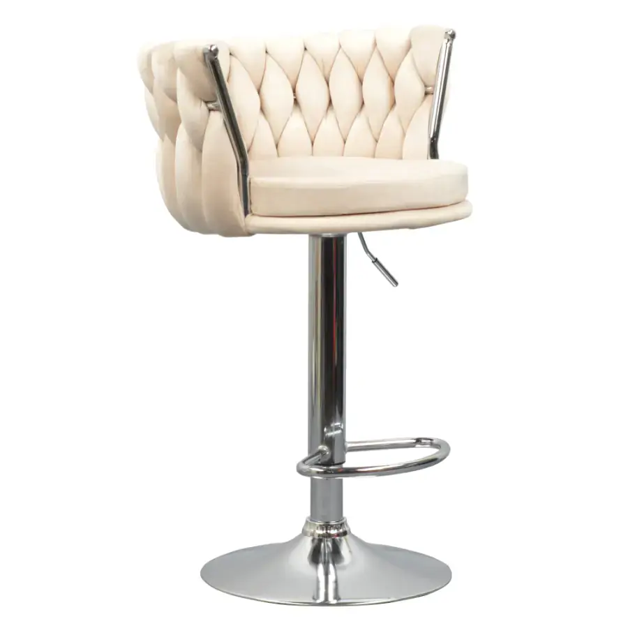 Tempo Kondela Barová židle BRIN - béžová Velvet látka/chrom