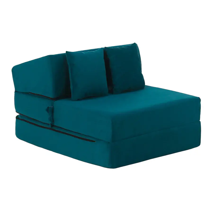 Tempo Kondela Skládací matrace/křeslo PELOS 2v1, petrolejová