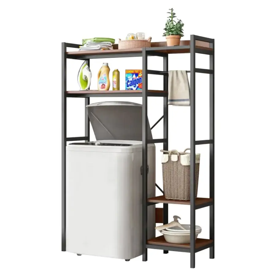 Tempo Kondela Regál nad pračku DELSIN, dub tmavý/černá