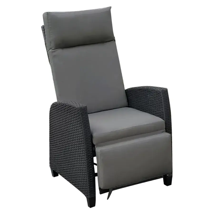 Tempo Kondela Zahradní polohovací křeslo PAVIO, černá/šedá