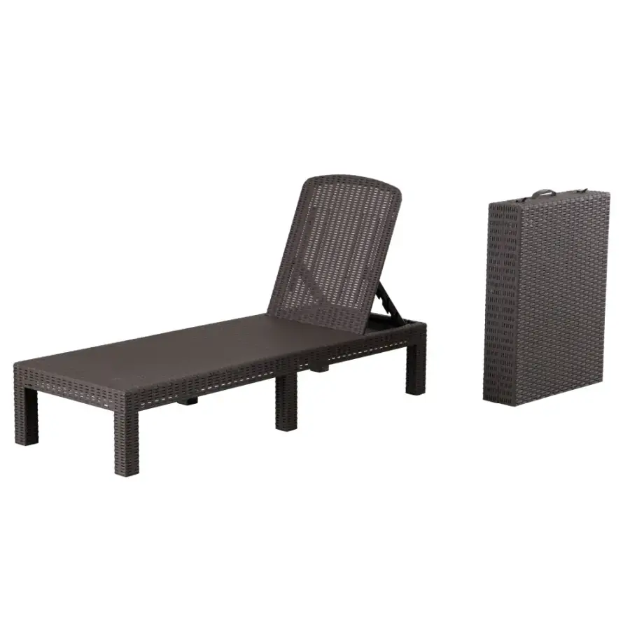 Tempo Kondela Zahradní polohovací lehátko ZAMA, hnědá