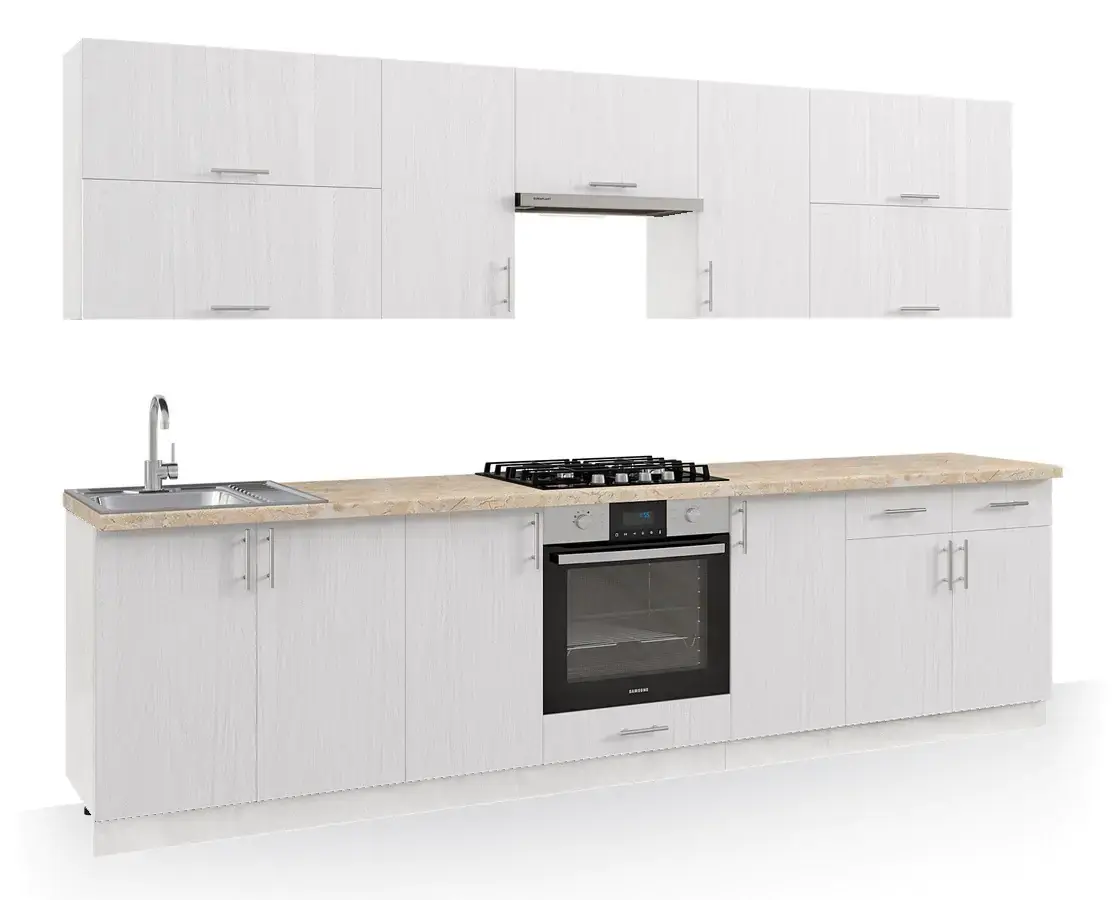 Casarredo Kuchyně FELIPE 300 bílá/bílá dekor dřeva