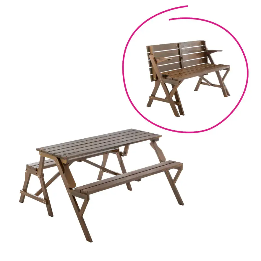 Tempo Kondela Zahradní set/lavička ZAGIR 2v1, hnědá