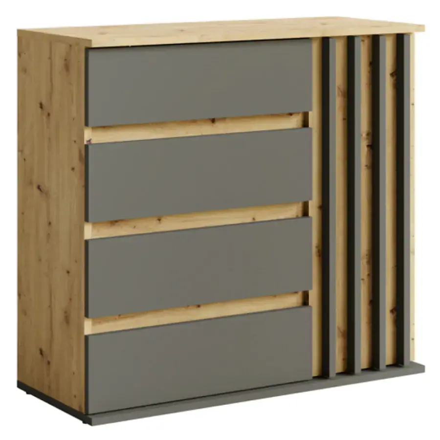 Tempo Kondela Komoda DERIS 1D4S, grafit/dub artisan