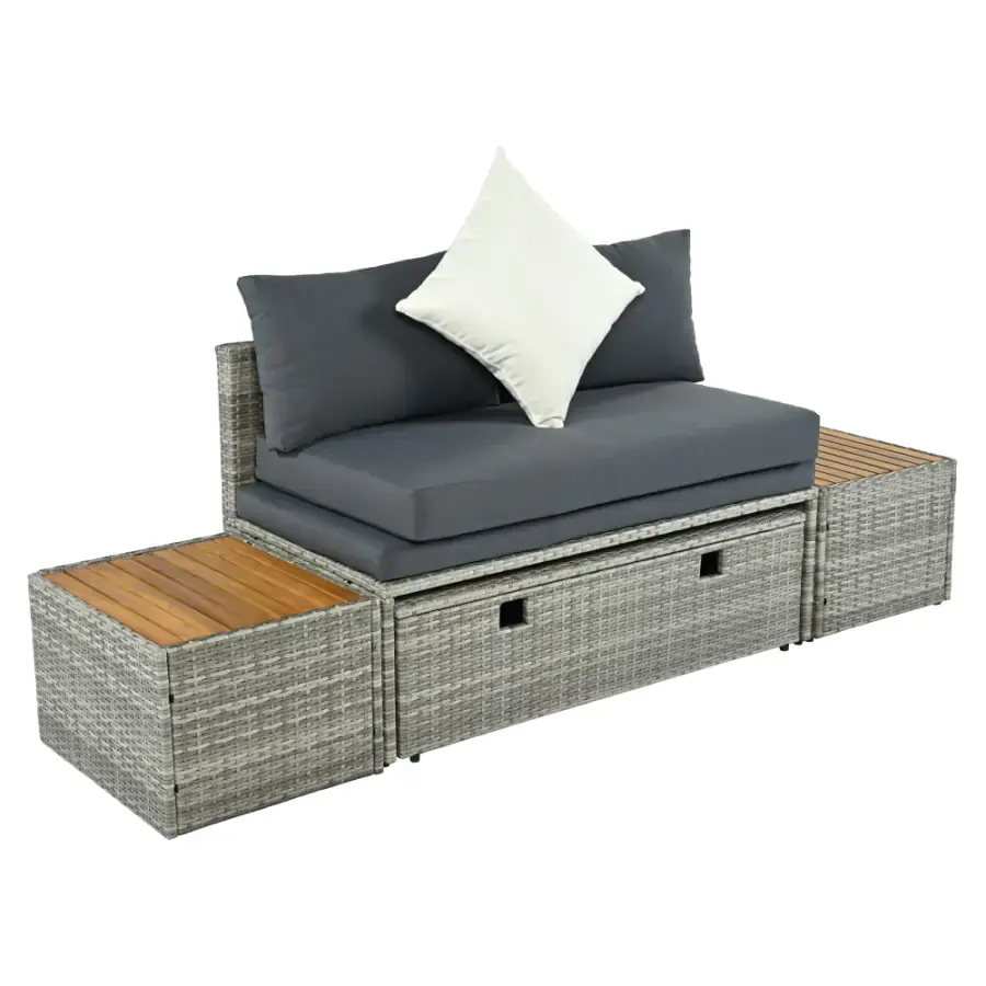 Tempo Kondela Zahradní ratanový set DEBRA, šedá