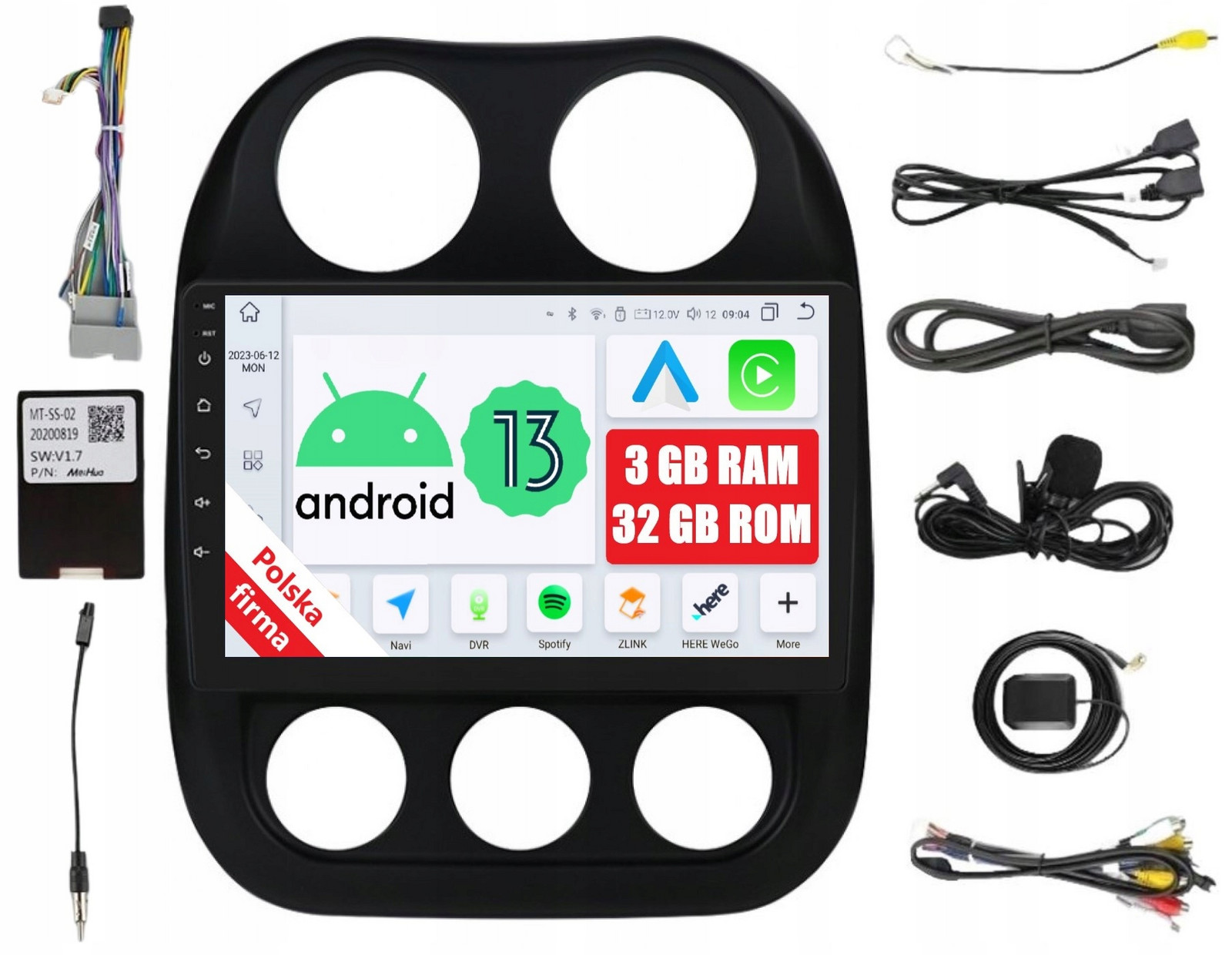Navigace Rádio 2DIN Android Jeep Compas A Patriot 3/32 Gb Dsp Carplay