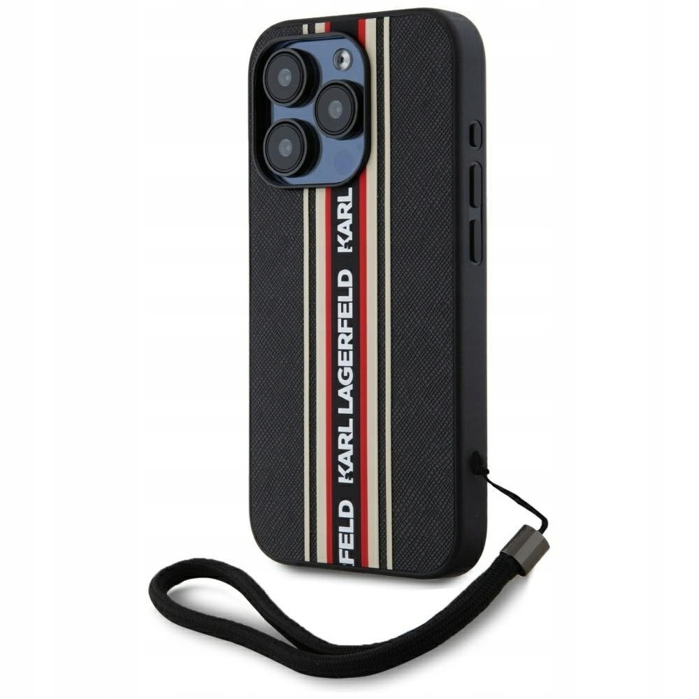 Pouzdro Karl Lagerfeld Saffiano Athleisure Stripes Cord pro iPhone 15 Pro Max c