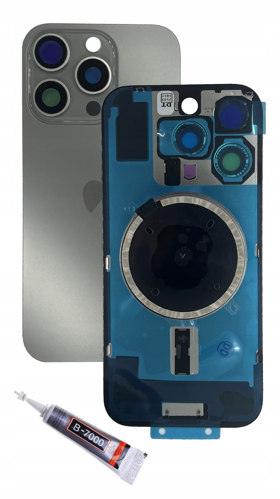 Vyzbrojená Klapka baterie přírodní titan iPhone 16 Pro magnety zadní panel