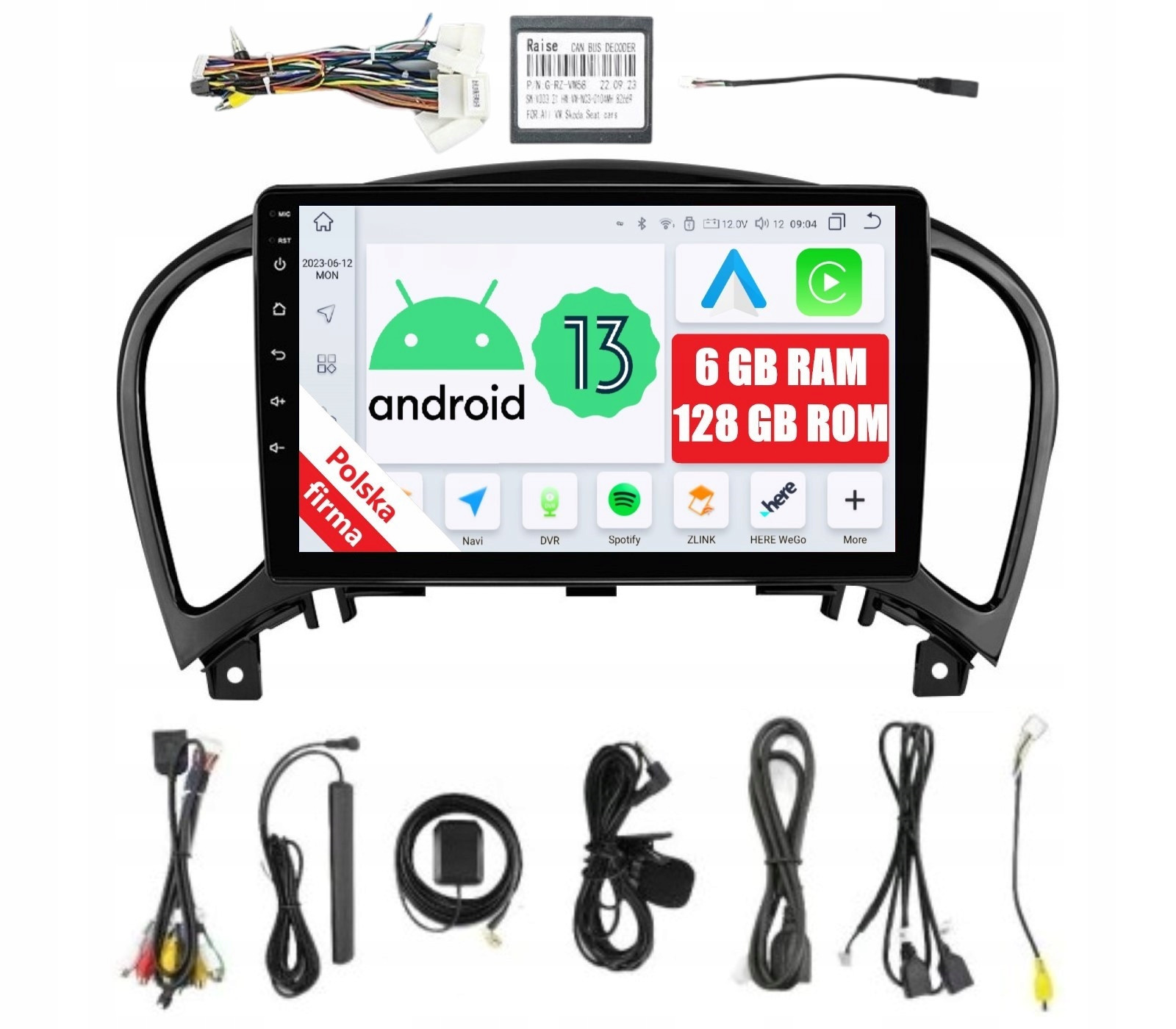 Rádio 2DIN Navigace Android Nissan Juke 6/128 Gb Dsp Carplay Lte