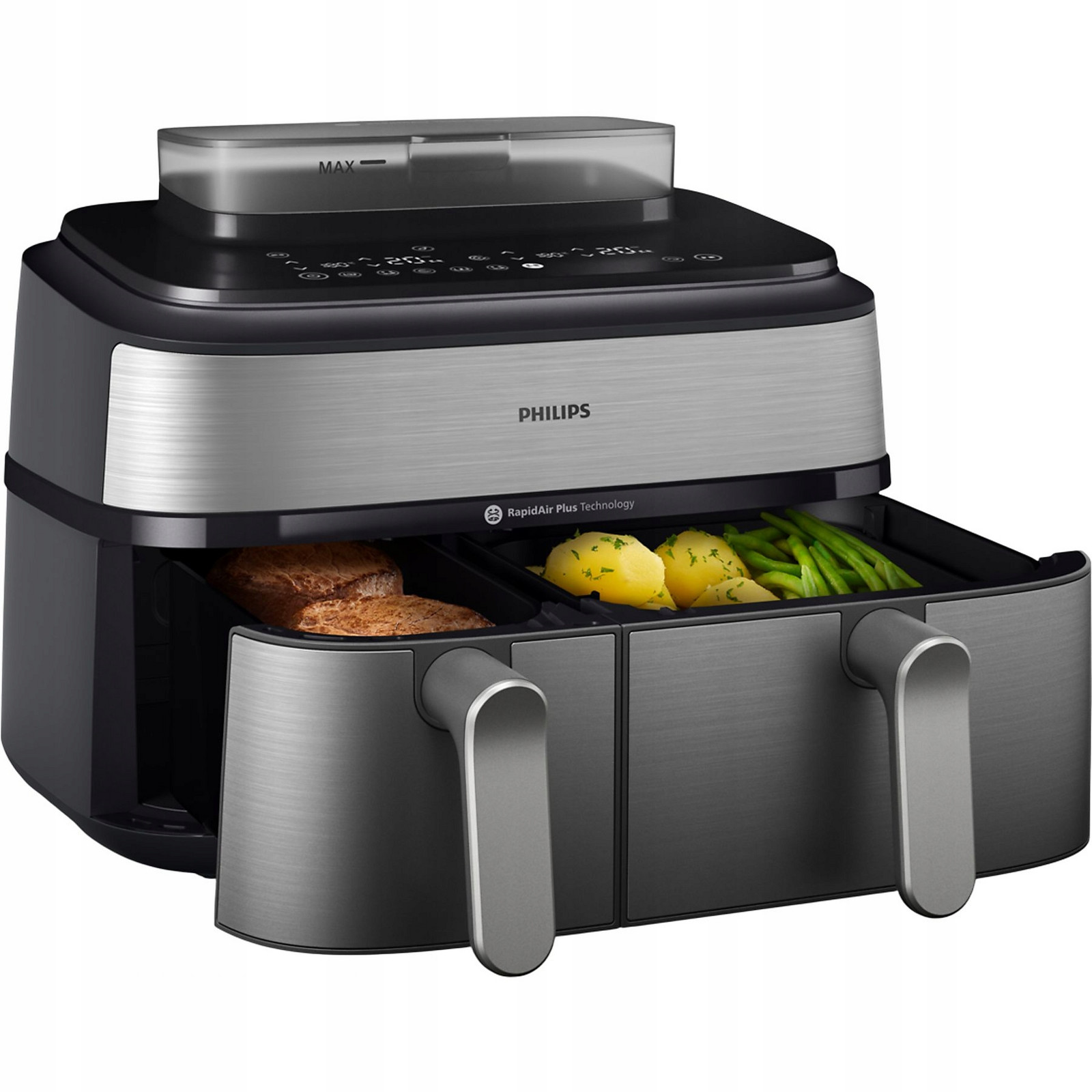 Fritéza Airfryer Philips 9L NA555/00 2 koše Vaření V Páře