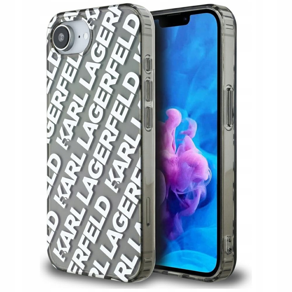 Pouzdro Karl Lagerfeld IML Repeat Logo pro iPhone 16e stříbrné
