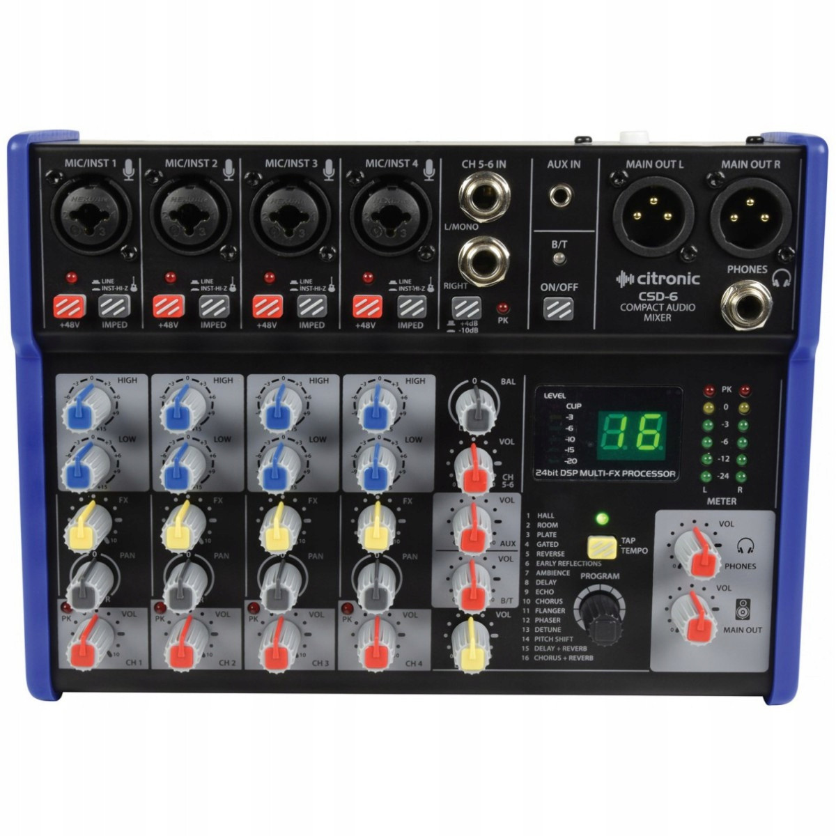 Citronic CSD-6 Kompaktní mixážní pult s Bluetooth a Dsp