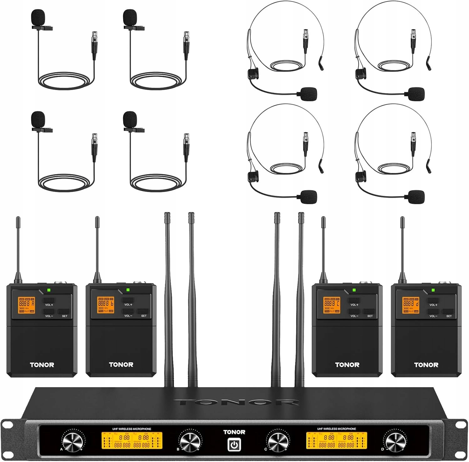 Systém bezdrátových mikrofonů Tonor Uhf 2x15 kanálů vysílače Bodypack