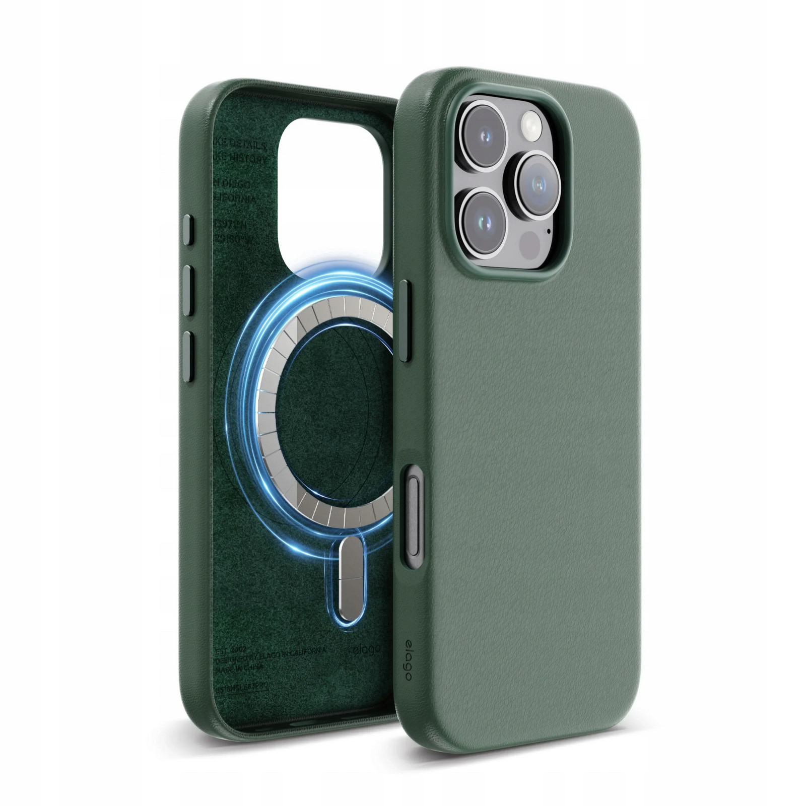 Kožené Pouzdro pro iPhone 16 Pro Case MagSafe Vegan Zelené