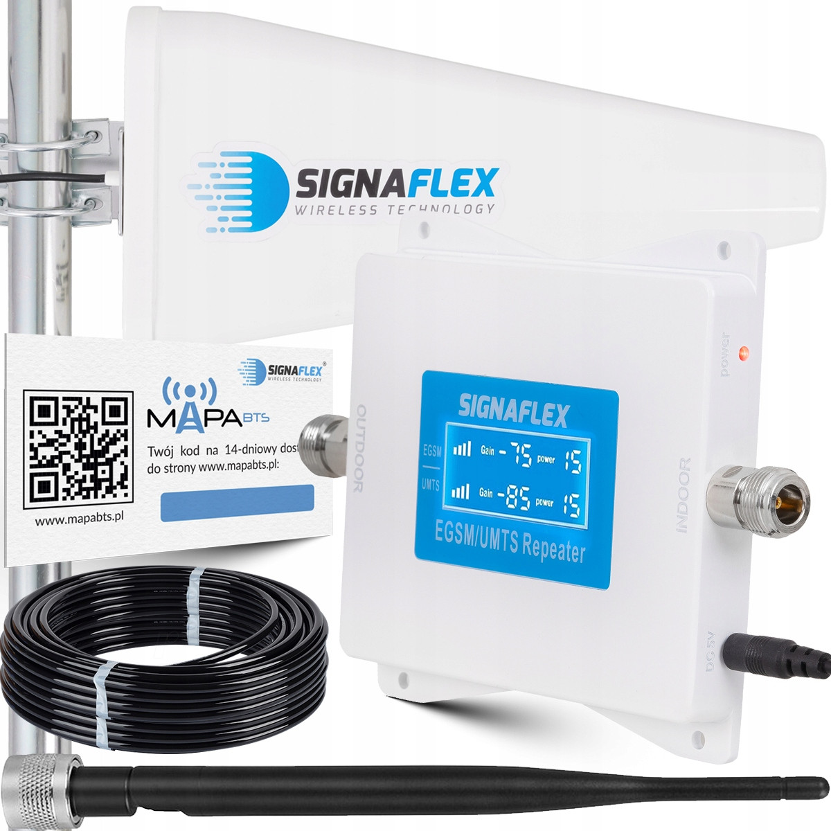 Sada zesilovače Egsm/umts White LS-EGW1 T1 20dBi 15 m