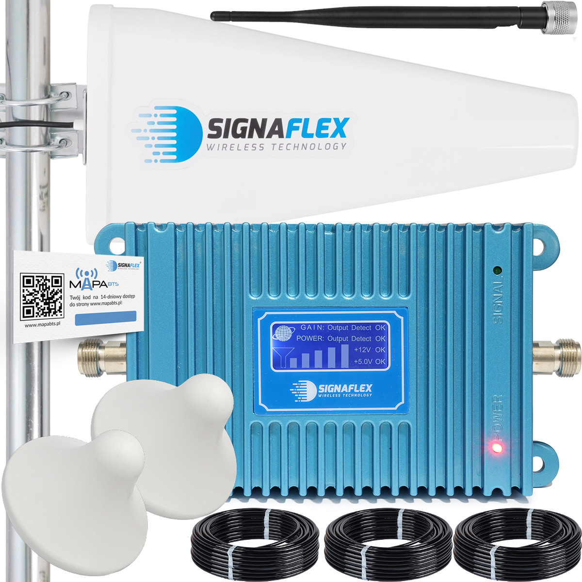 Sada Gsm zesilovačů Blue LCD GSM980 T1 20dBi 15 m 2x houba