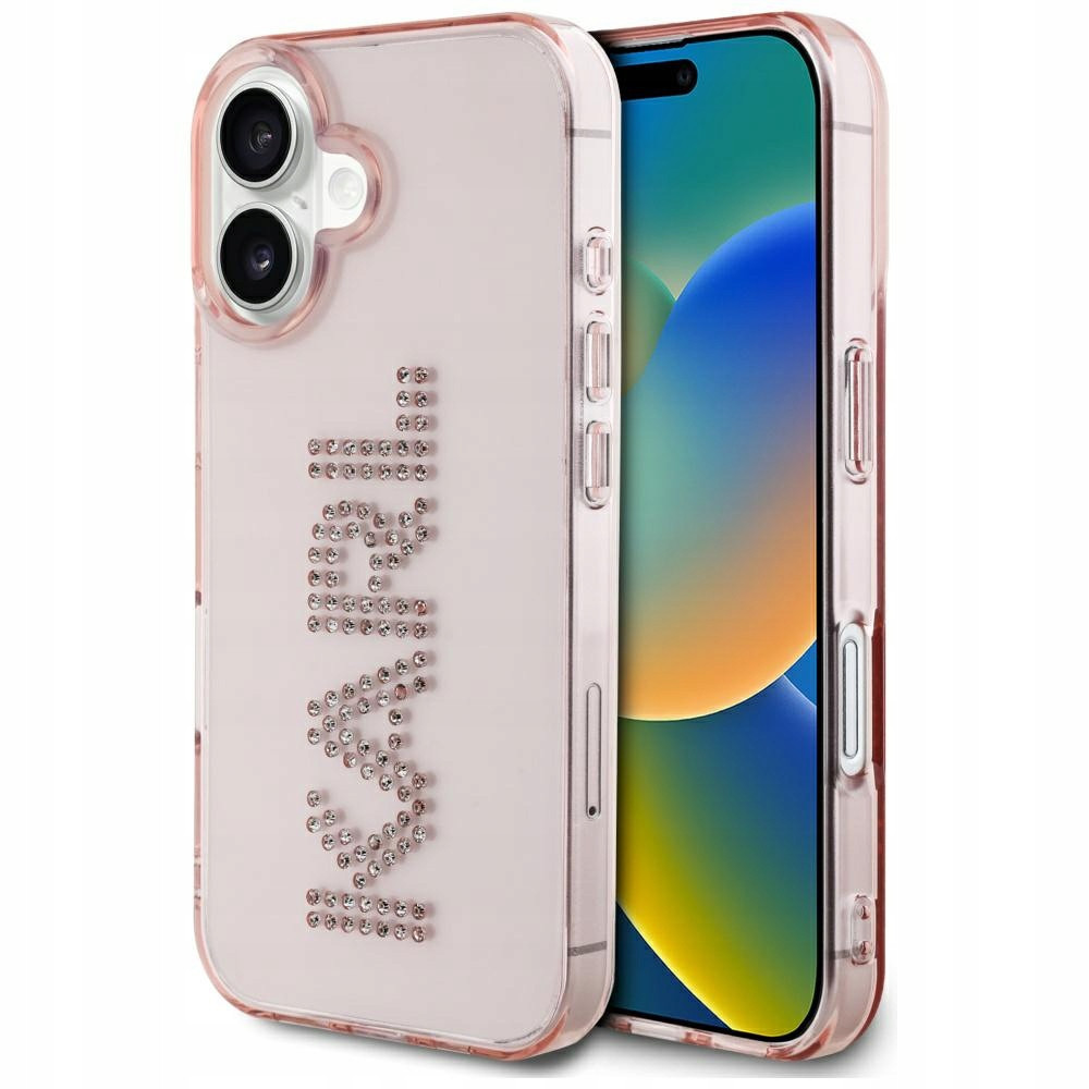 Pouzdro Karl Lagerfeld IML Rhinestones Logo pro iPhone 16, růžové