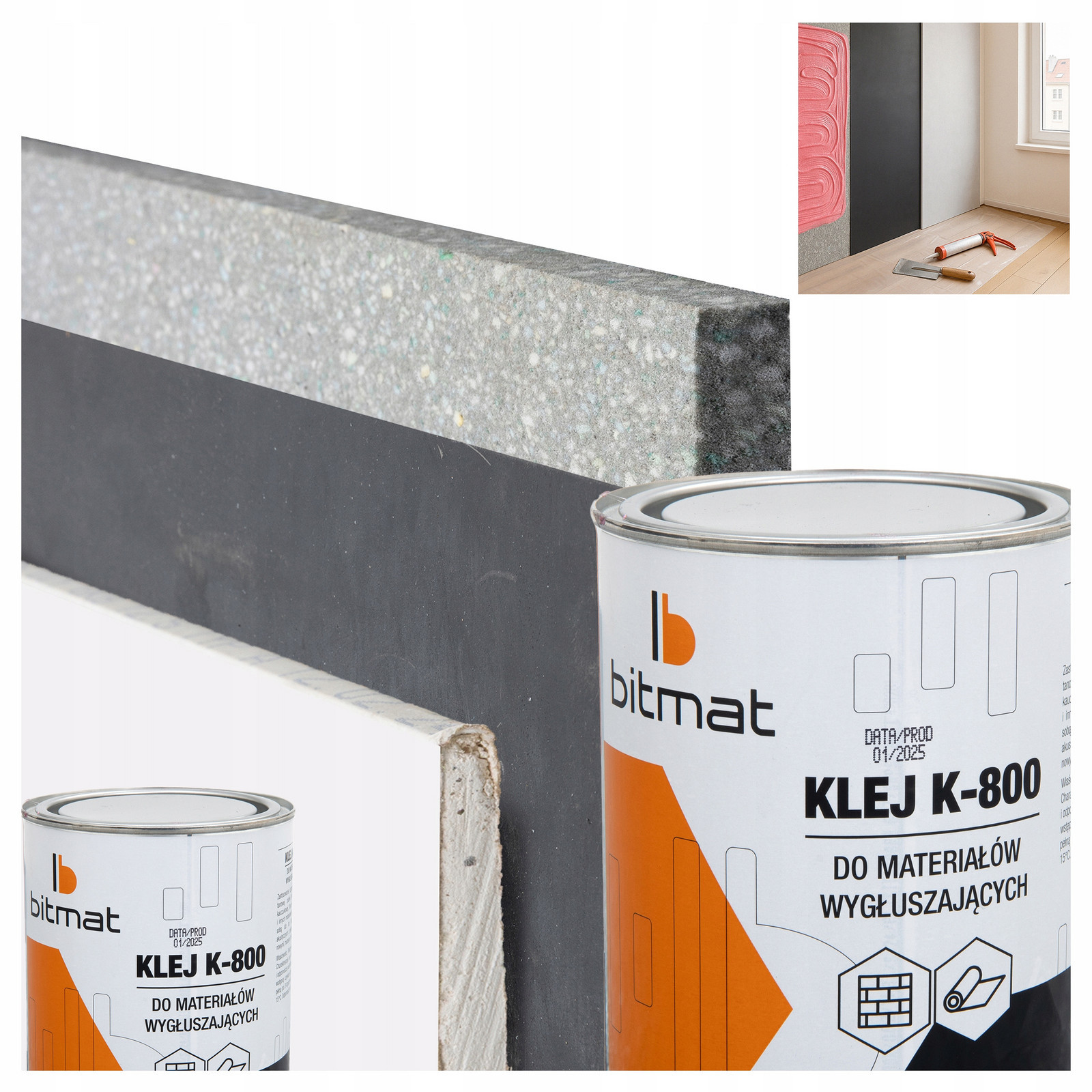 Akustická tlumící pěna a guma Vyhlazení Stěny, lepený systém