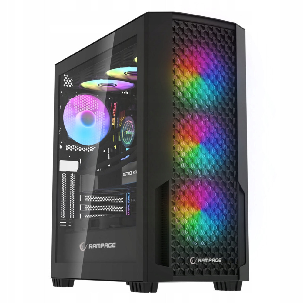 Rampage Shelob Pc skříň Mid-T 4x Argb ventilátor černý