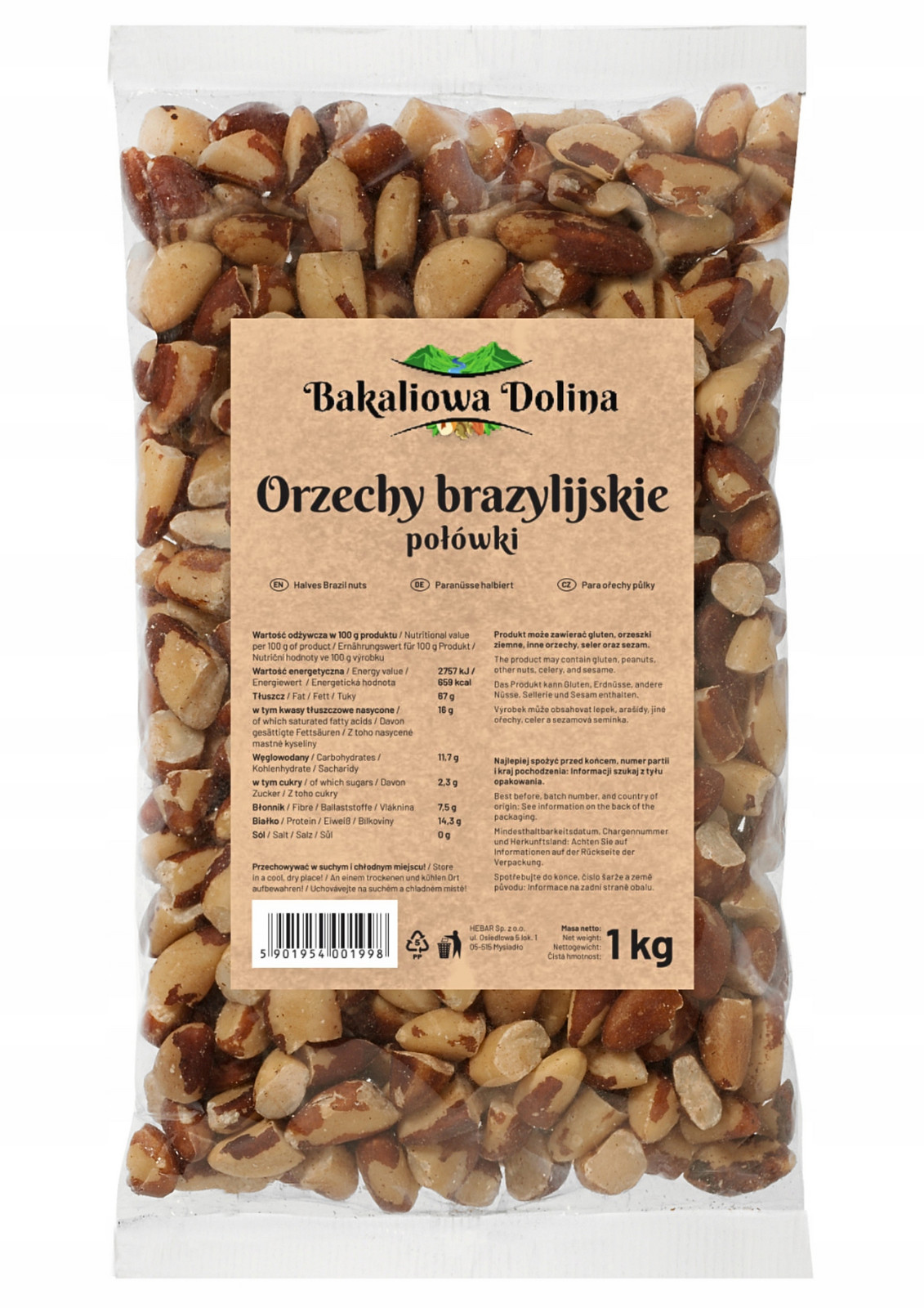 Brazilské Ořechy Půlky 1kg 1000g Přírodní Selen Premium Kvalita