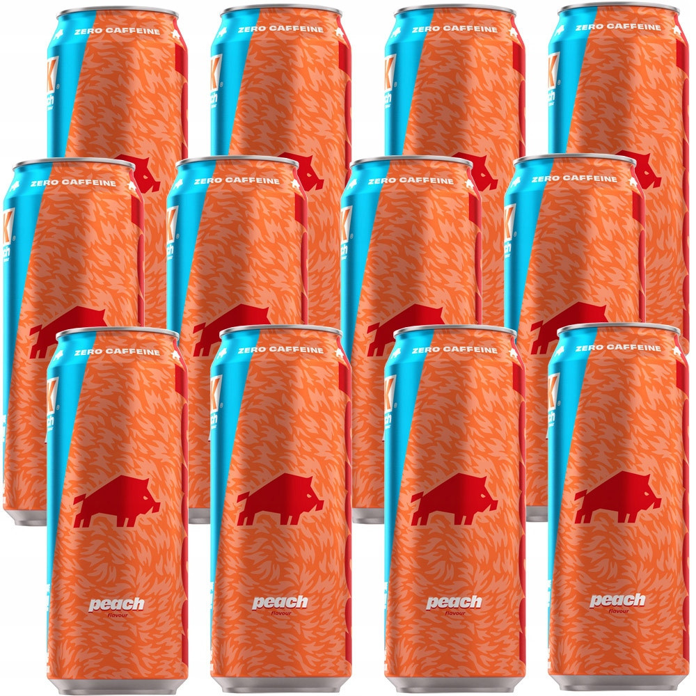 Wkdzik Divočák Zero Caffeine Zero Calorie 12 x 500ml Peach Bez Kofeinu