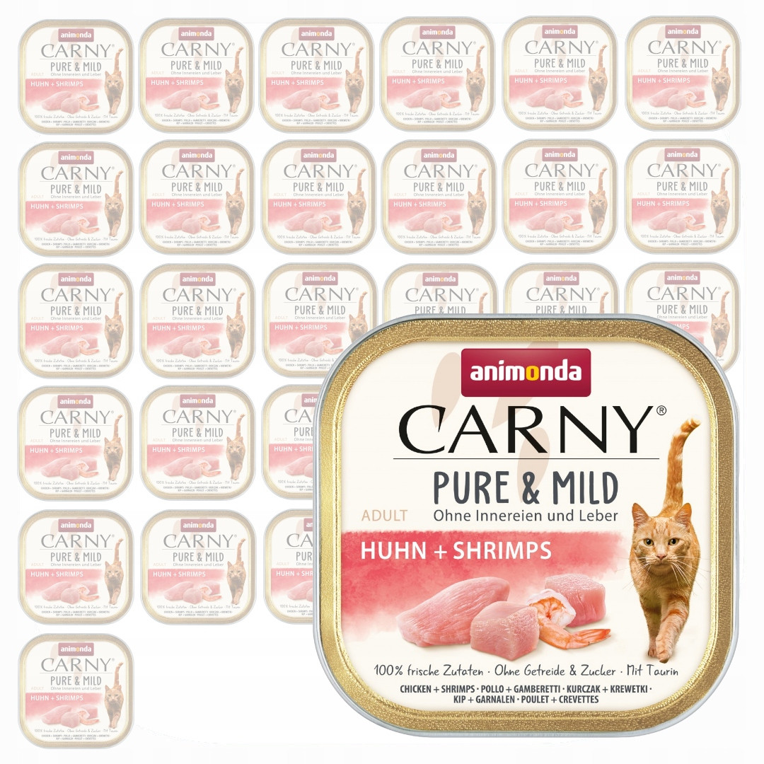 animonda Carny Adult Pure & Mild 32 ks (32 × 100 g) – kuřecí + krevety
