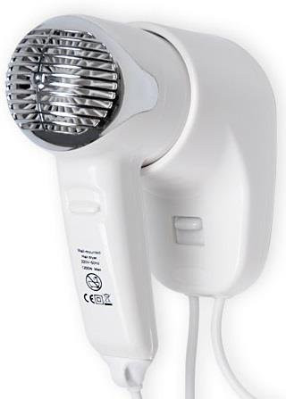 Vysoušeč vlasů hotelový nástěnný lehký s držákem silný 1200W P2 bílý