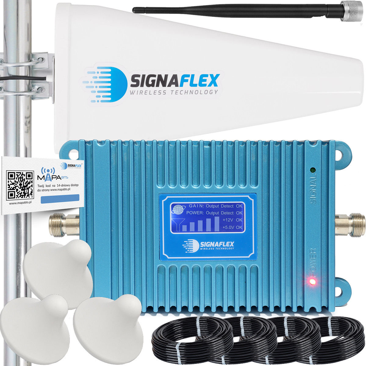 Sada Gsm zesilovačů Blue LCD GSM980 T1 20dBi 15 m 3x houba