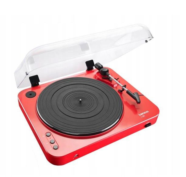 Gramofon Lenco L-85 Poloautomatický Řemínkový Pohon, Červený Předzesilovač