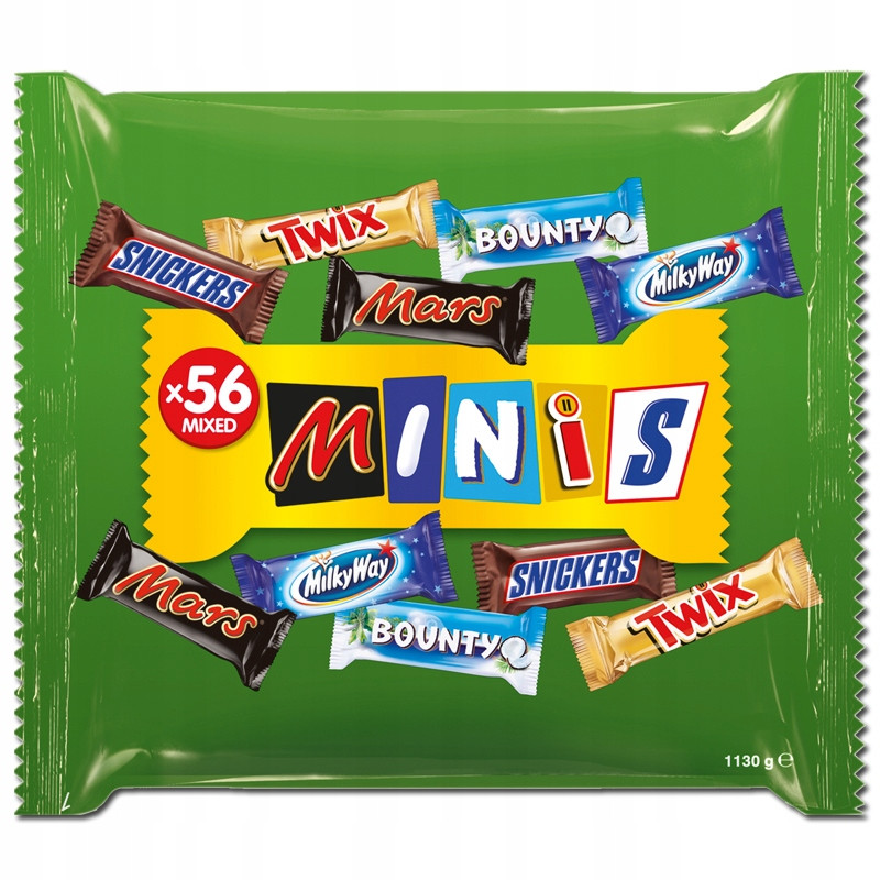 Mars Minis Twix Bounty Snickers 56 Tyčinek 1130G..