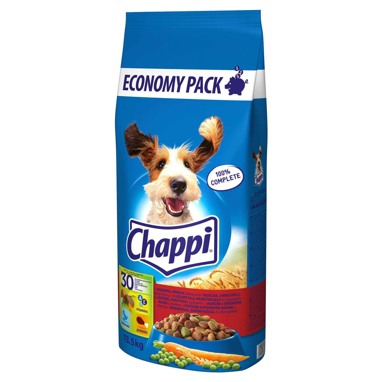 2 x Krmivo pro psy Chappi Hovězí maso s drůbežím masem 13.5 kg