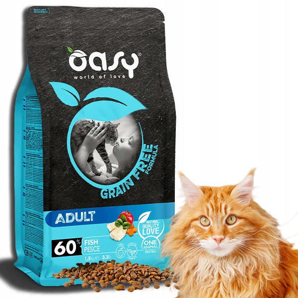 Oasy Dry Cat Grain Free Adult ryba suché krmivo pro kočky 1,5 kg