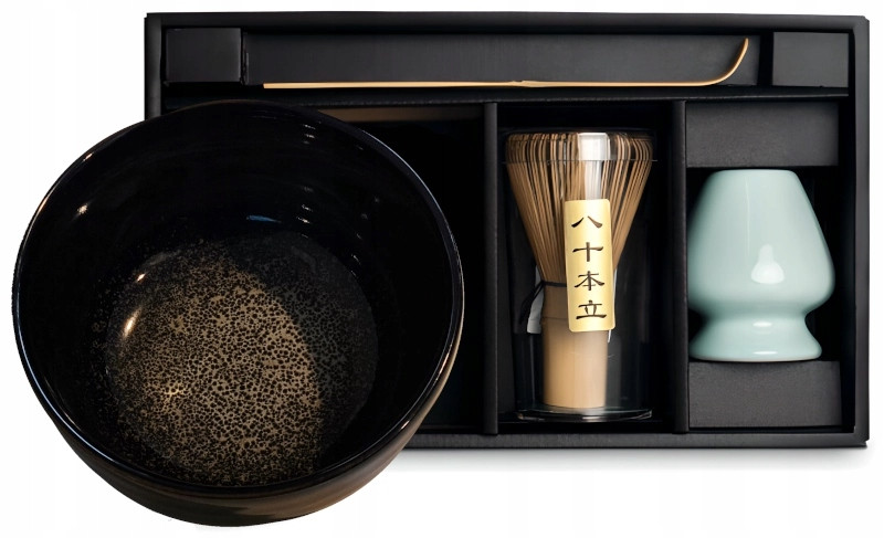 Japonská dárková sada na čaj matcha šedá, 4 prvky Edo Japan